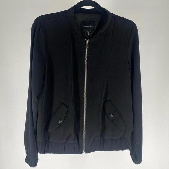Stylish Black Zip-Up Bomber Jacket - Picture 1 of 2
